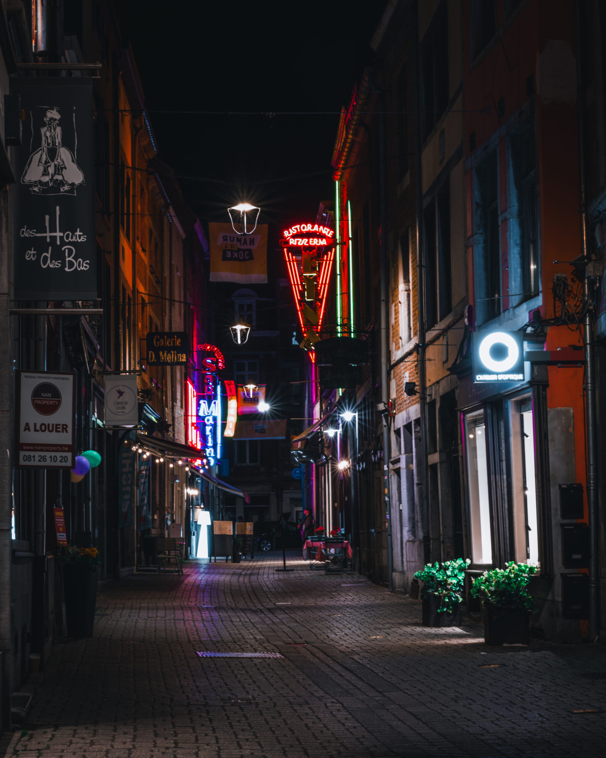 Street in Namur by night