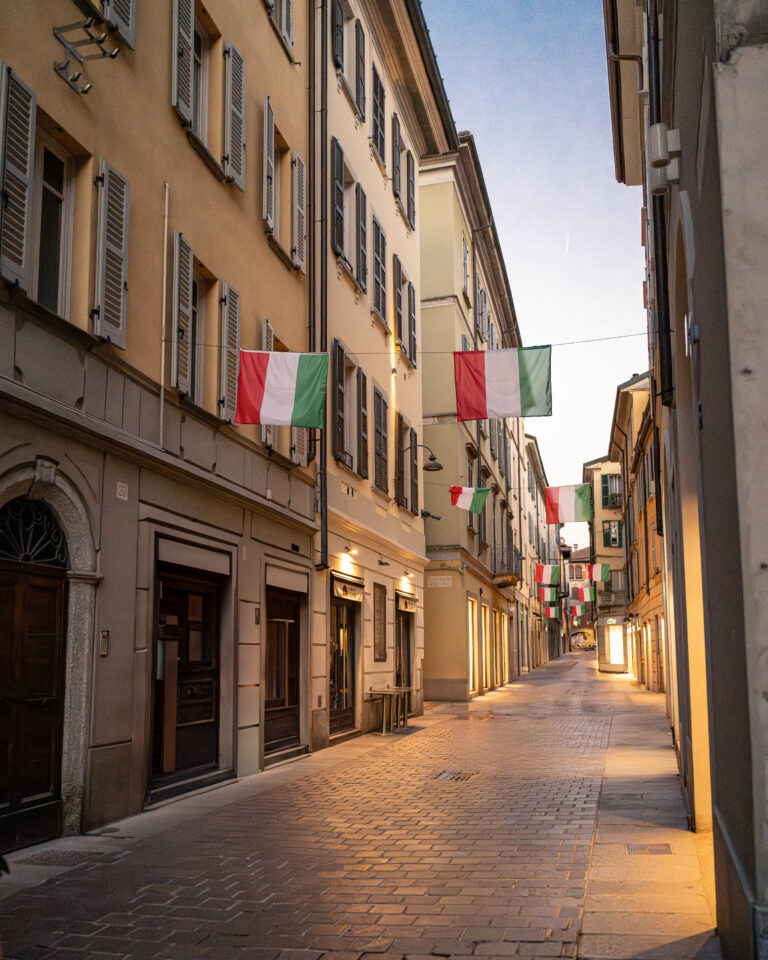 Small street in Como, nestled on the shores of Lake Como